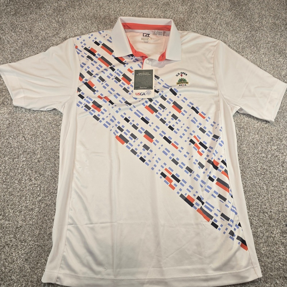 Cutter & Buck 2013 US Open Merion Golf Polo Shirt Mens XL White Sunset Print NWT